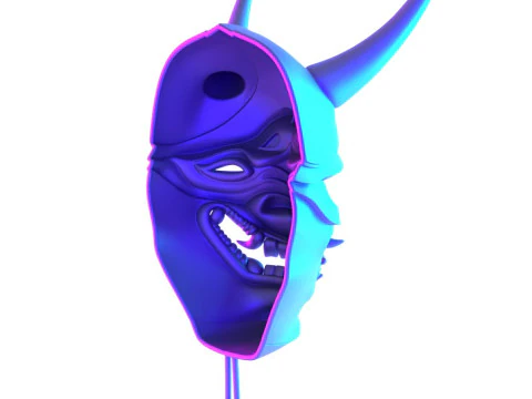 3D プリント日本のネオンサイバーパンク妖怪パープル日本のおもちゃ 3Dモデル