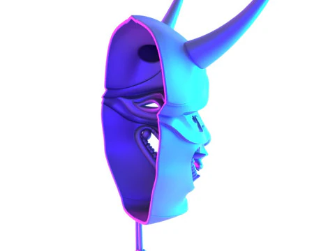3D プリント日本のネオンサイバーパンク妖怪パープル日本のおもちゃ 3Dモデル