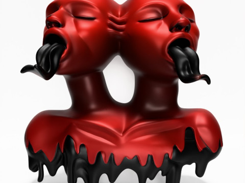 3D Printing Japanese Oni Twins Black Tongue Nipponese drip toy 3D मॉडल