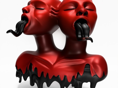 3D Printing Japanese Oni Twins Black Tongue Nipponese drip toy 3D मॉडल