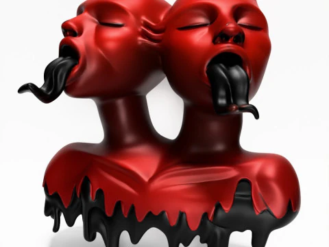 3D Printing Japanese Oni Twins Black Tongue Nipponese drip toy 3D Model