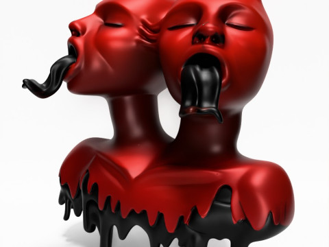 3D Printing Japanese Oni Twins Black Tongue Nipponese drip toy 3D मॉडल