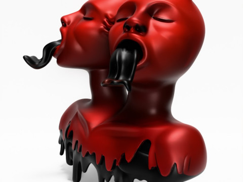 3D Printing Japanese Oni Twins Black Tongue Nipponese drip toy 3D मॉडल
