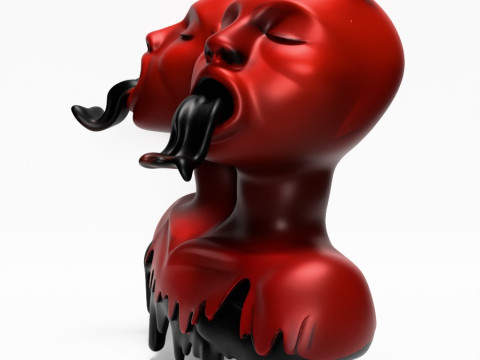 3D Printing Japanese Oni Twins Black Tongue Nipponese drip toy 3D मॉडल