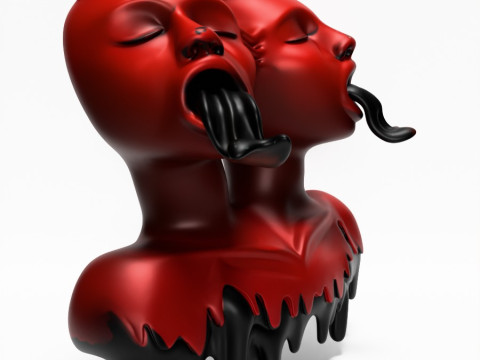 3D Printing Japanese Oni Twins Black Tongue Nipponese drip toy 3D मॉडल