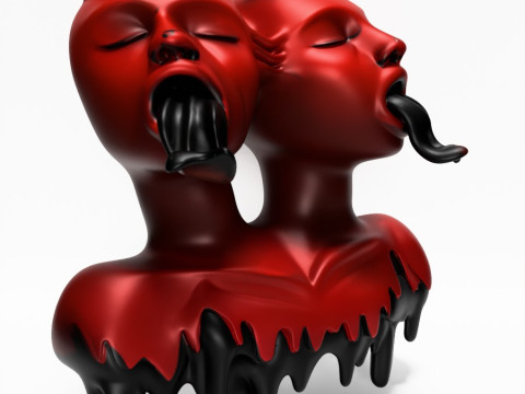 3D Printing Japanese Oni Twins Black Tongue Nipponese drip toy 3D मॉडल