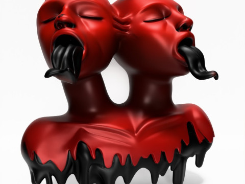 3D Printing Japanese Oni Twins Black Tongue Nipponese drip toy 3D मॉडल