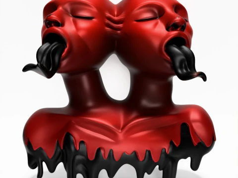 3D Printing Japanese Oni Twins Black Tongue Nipponese drip toy 3D Model