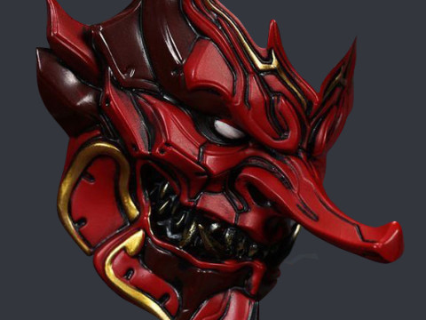 3D Printing Japanese Cyber Oni Crimson Samurai Nipponese toy 3D Model