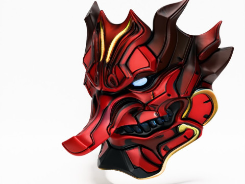 3D Printing Japanese Cyber Oni Crimson Samurai Nipponese toy Modèle 3D
