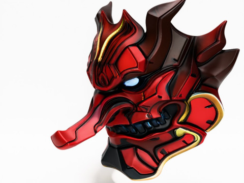 3D Printing Japanese Cyber Oni Crimson Samurai Nipponese toy Modèle 3D
