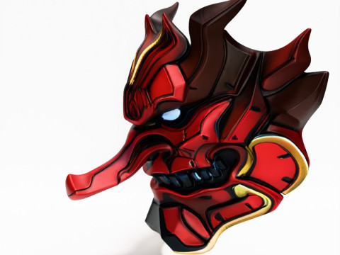 3D Printing Japanese Cyber Oni Crimson Samurai Nipponese toy Modèle 3D