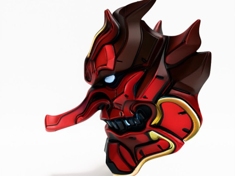 3D Printing Japanese Cyber Oni Crimson Samurai Nipponese toy Modèle 3D