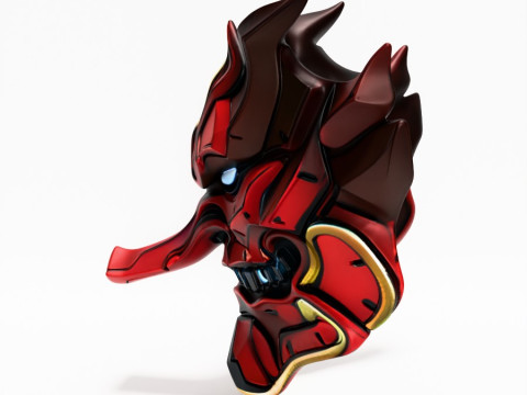 3D Printing Japanese Cyber Oni Crimson Samurai Nipponese toy Modèle 3D