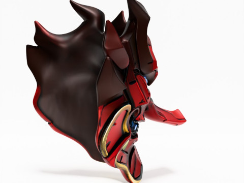 3D Printing Japanese Cyber Oni Crimson Samurai Nipponese toy Modèle 3D