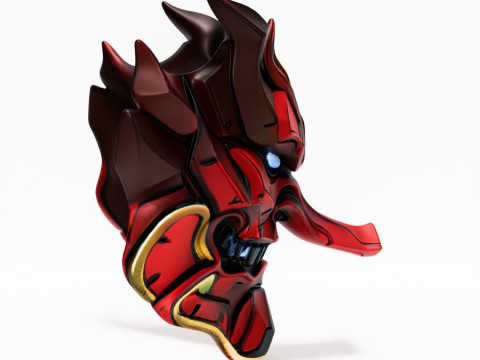 3D Printing Japanese Cyber Oni Crimson Samurai Nipponese toy Modèle 3D