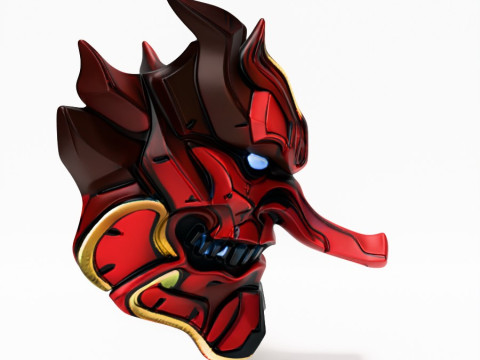 3D Printing Japanese Cyber Oni Crimson Samurai Nipponese toy Modèle 3D