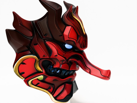3D Printing Japanese Cyber Oni Crimson Samurai Nipponese toy Modèle 3D