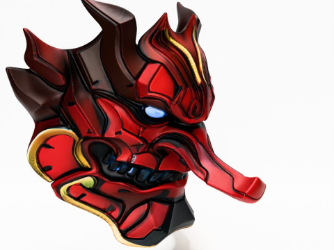 3D Printing Japanese Cyber Oni Crimson Samurai Nipponese toy Modèle 3D