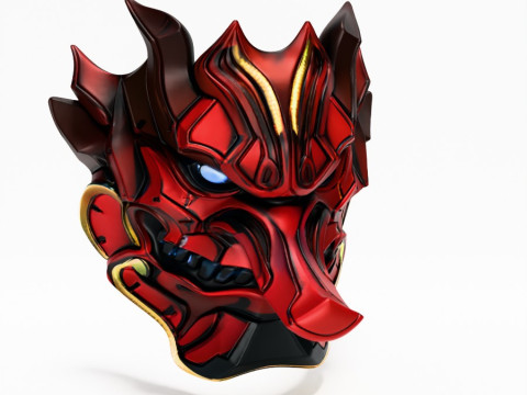 3D Printing Japanese Cyber Oni Crimson Samurai Nipponese toy Modèle 3D