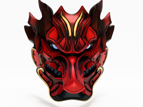 3D Printing Japanese Cyber Oni Crimson Samurai Nipponese toy Modèle 3D