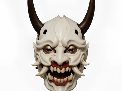 3D-печать японской игрушки Oni Beast Hannya с белым клыком, японской игрушки 3D Модель