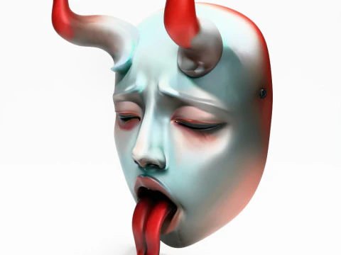 Stampa 3D Sucubo giapponese Caress Ahegao Tongue Giocattolo giapponese Modello 3D