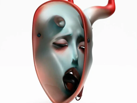Stampa 3D Sucubo giapponese Caress Ahegao Tongue Giocattolo giapponese Modello 3D
