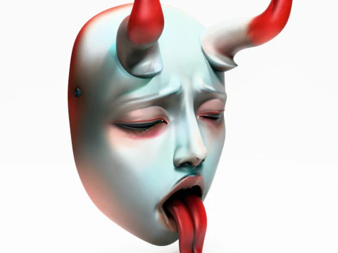Stampa 3D Sucubo giapponese Caress Ahegao Tongue Giocattolo giapponese Modello 3D