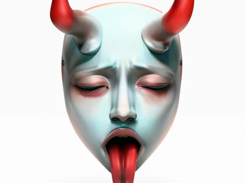 Stampa 3D Sucubo giapponese Caress Ahegao Tongue Giocattolo giapponese Modello 3D