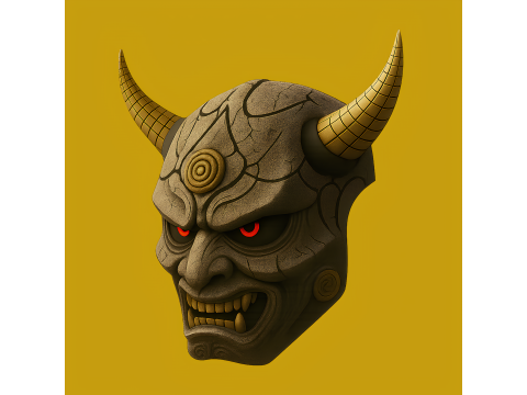 3D Printing Japanese Oni Black Horn Nipponese toy 3D Model