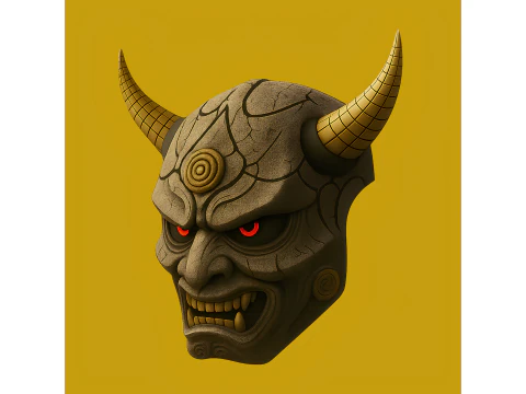 3D 프린팅 일본 오니 블랙 호른 일본 장난감 3D 모델