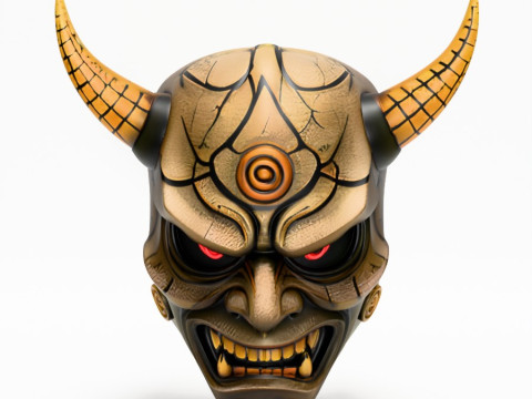 3D Printing Japanese Oni Black Horn Nipponese toy Modèle 3D