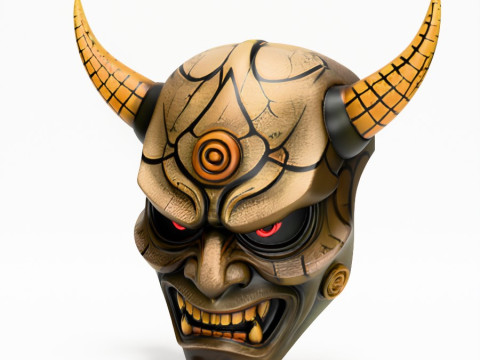 3D Printing Japanese Oni Black Horn Nipponese toy Modèle 3D
