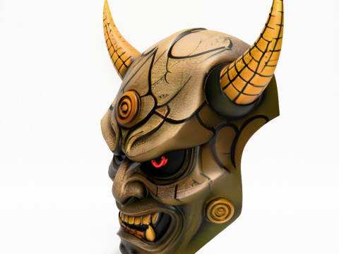 3D Printing Japanese Oni Black Horn Nipponese toy Modèle 3D