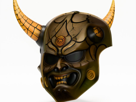 3D Printing Japanese Oni Black Horn Nipponese toy Modèle 3D