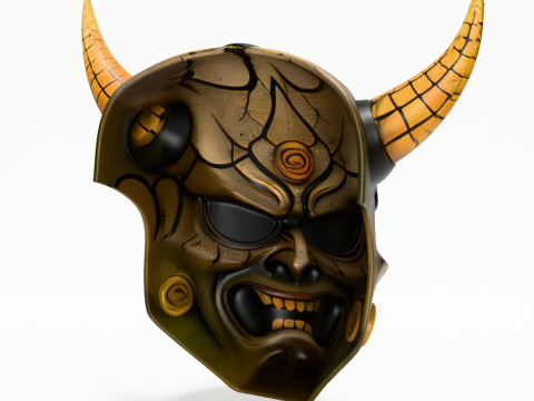 3D Printing Japanese Oni Black Horn Nipponese toy Modèle 3D