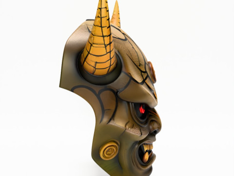 3D Printing Japanese Oni Black Horn Nipponese toy Modèle 3D