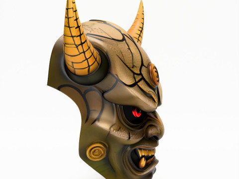 3D Printing Japanese Oni Black Horn Nipponese toy Modèle 3D