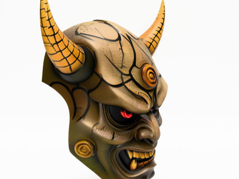 3D Printing Japanese Oni Black Horn Nipponese toy Modèle 3D