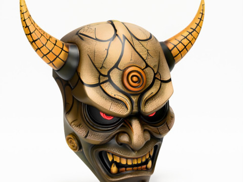 3D Printing Japanese Oni Black Horn Nipponese toy Modèle 3D