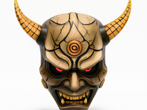 3D Printing Japanese Oni Black Horn Nipponese toy Modèle 3D