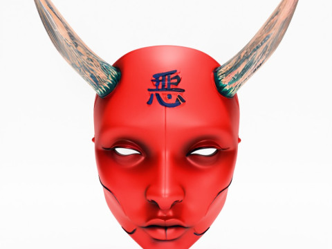 3D Printing Japanese Red Silence Oni aku Nipponese toy 3D 模型