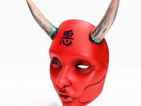 3D Printing Japanese Red Silence Oni aku Nipponese toy 3D 模型