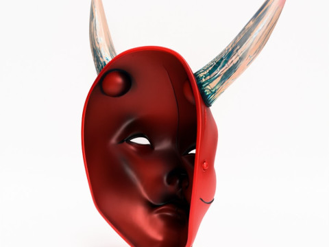 3D Printing Japanese Red Silence Oni aku Nipponese toy 3D 模型