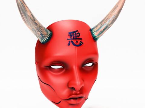 3D Printing Japanese Red Silence Oni aku Nipponese toy 3D 模型