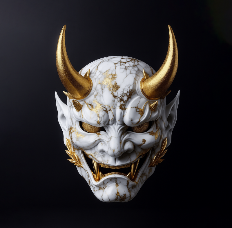 3D Printing Japanese Imperial Golden Mask Nipponese toy 3Dモデル .c4d .max .obj .3ds .fbx .stl .blend 