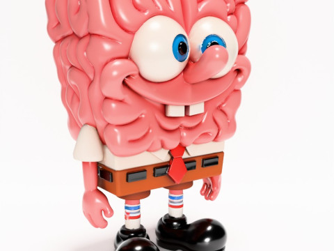 3D Printing SpongeBob SquarePants Slime Brain toy 3D 모델