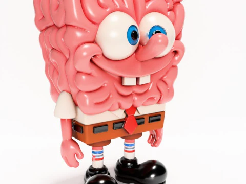 3D Printing SpongeBob SquarePants Slime Brain toy 3D Model