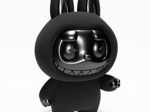 3D Printing Black Labubu The Monsters toy 3D 模型
